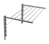 Sèche-linge mural pliable Inclinable avec 6 barres de séchage - Argent - Longueur de séchage 6,00 cm