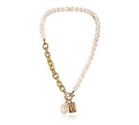ABJFJE Collier ras du cou avec pendentif en perle baroque, pendentif ange délicat, doré pour femme, mariage, punk, lasso, grande chaîne épaisse