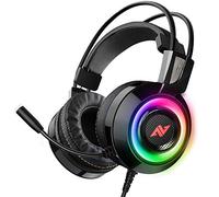 ABKONCORE Casque de Jeu CH60 avec véritable Son Surround 7.1 pour PC, PS4, Ordinateur Portable, Vibration des Basses, Suppression du Bruit, Casque avec Micro, lumière LED, contrôleur en Ligne