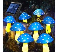 Abkshine Lot de 8 lampes solaires de jardin bleues à énergie solaire en forme de champignon pour décoration extérieure, décorations de jardin imperméables pour jardin, pelouse, allée, Halloween, cour