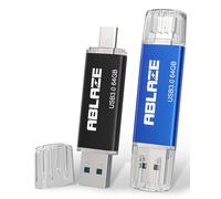 ABLAZE Lot de 2 clés USB de type C 64 Go, double USB 3.0 + USB C