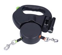 Able Dog Le pour 2 Chiens Dual Small, Automatic Retractable Pet Le 1 Tow 2 Retractable Double Dog Le avec Flight et Distributeur de Sacs