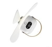 Ableholy Petit ventilateur de plafond portable avec lumière LED silencieuse, moteur sans balais, 4 vitesses, télécommande pour extérieur, tonnelle, terrasse, garage, blanc (rechargeable)
