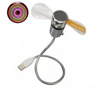Ableholy Ventilateur horloge à LED alimenté par USB - Petit ventilateur de bureau à tête réglable avec fonction mémoire pour salle d'étude 400 mm (coloré)