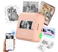 Ablemark M50 Mini Imprimante Thermique Portable pour Étiquettes | 203 dpi monochrome sans encre; appli Bluetooth pour Android/iOS, USB pour PC/Mac, à la maison, à l’école ou au bureau