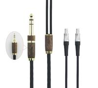 ABLET Câble audio 6N OCC en cuivre plaqué argent compatible avec les casques Sennheiser HD800, HD800S, HD820 avec mâle de 3,5 mm et adaptateur 6,3 mm coque en bois de noyer