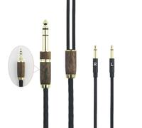 ABLET Câble audio de rechange 7N OCC en cuivre plaqué argent compatible avec les casques Meze 99 Neo, compatible avec les casques Meze 99 Classics Coque en bois de noyer et adaptateur de 6,35 mm