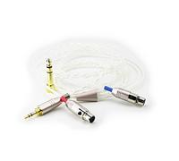 Ablet Câble audio de rechange compatible avec les casques Audeze LCD-2, LCD-3, LCD-4, LCD-X, LCD-XC - Fil plaqué argent avec connecteur mâle de 3,5 mm et adaptateur 6,3 mm 6,3 mm