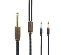 ABLET Câble audio de rechange de 6,35 mm compatible avec Denon AH-D7200 AH-D7100 AH-D9200 AH-D5200, pour casque Focal Elear 6N OCC en cuivre plaqué argent, coque en bois de noyer