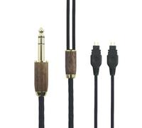 ABLET Câble audio de rechange de 6,35 mm compatible avec les casques Sennheiser HD600, HD650, HD580, HD660S, HD58X, HD660S2, HD6XX 6N OCC en cuivre plaqué argent coque en bois de noyer