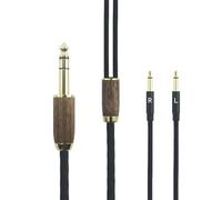 ABLET Câble audio de rechange de 6,35 mm compatible avec Meze 99 Classics, compatible avec casque Meze 99 Neo 6N OCC en cuivre plaqué argent, coque en bois de noyer