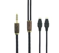 ABLET Câble équilibré de 4,4 mm 7N OCC en cuivre plaqué argent, compatible avec casque Sennheiser HD650, HD600, HD580, HD660S, HD58X, Massdrop HD6XX, boîtier en bois de noyer de 3 mètres