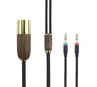 ABLET Câble XLR équilibré à 4 broches compatible avec casque Hifiman Sundara, Ananda, Arya, HE400SE, HE4XX, Edition XS double 3,5 mm mâle 6N OCC en cuivre plaqué argent, coque en bois de noyer, 2 m