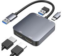 ABLEWE Adaptateur USB 3.0 vers Double HDMI avec Port USB3.0, HDMI vers USB Audio Vidéo Convertisseur Graphique pour Ordinateur Portable, Moniteur de Bureau, TV, Compatible avec Mac OS, Windows
