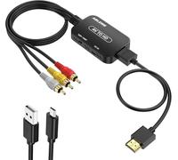 ABLEWE Convertisseur RCA vers HDMI, convertisseur AV vers HDMI avec câble RCA et câble HDMI Prend en Charge PAL/NTSC pour lecteurs DVD Roku/VHS/VCR/Blue-Ray