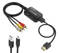 ABLEWE Convertisseur RCA vers HDMI, convertisseur AV vers HDMI avec câble RCA et câble HDMI Prend en Charge PAL/NTSC pour lecteurs DVD Roku/VHS/VCR/Blue-Ray