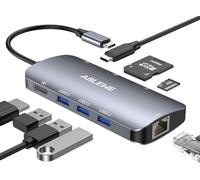 ABLEWE Hub USB C Ethernet, USB C Hub to 4K Hdmi Adapter, 8 en 1 Hub USB C Hdmi, USB 3.0 Multiport USB C Charge PD 87W, Lecteur de Carte SD/TF, RJ45 Gigabit pour MacBook Pro/Air, Chromebook, Huawei