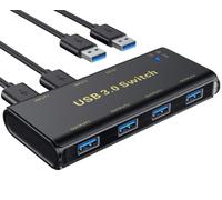 ABLEWE USB 3.0 Switch, 4 Ports hub 3.0 KVM Switch Commutateur KVM pour 2 PC, 2 entrées 4 Sorties pour imprimante, Scanner, Clavier, clés, disques durs, Souris, Casque etc.(2 Cables USB 3.0 Inclus)