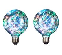 ABLIN Ampoule DEL, Lot de 2 ampoules Edison vintage, E27 220V 3W LED ampoules décoratives fil de cuivre feu d'artifice ampoule rétro étoilé ampoule pour la fête de Noël à la maison (B Multicolore)