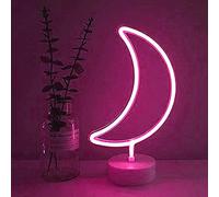 ABLIN Veilleuse néon, LED Neon Signs Veilleuse Néons Enseignes lumineuses au néon à LED alimentées par USB pour chambre d'enfant (Lune rose)