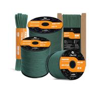 Abma Cord 550 Paracorde 4mm 15m Type III Corde 100% Nylon 7 Brins pour Bracelet, l'artisanat, Survie, Extrieur - Max. 250 kg - Vert Foncé