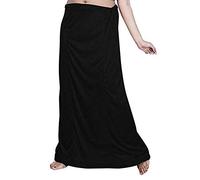 ABN Fashion Jupon sari réglable en satin de soie avec doublure pour femme, noir, taille unique