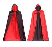 Abnaok Cape de vampire 180 cm, noir et rouge, costume d'Halloween à capuche, unisexe, cape avec capuche, cape d'Halloween pour adultes enfants cosplay vampire costume d'Halloween