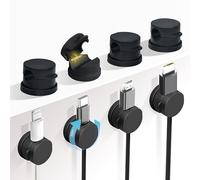 Abnii Lot de 8 Supports de Câbles Rotatifs à 360°, Noir