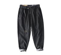 ABNMJKI Pantalons décontractés Men's Cotton Workwear Jeans Mid Waist Casual Trousers Workwear Jeans Comfortable (Color : Black, Size : 3XL (Szie 36))