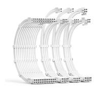 ABNO1 Kit d'extension de câble d'alimentation 30 cm de long avec peignes de câble 1 x 24 broches/1 x 8 broches (4 + 4) EPS/2 x 8 broches (6P + 2P) PCI-E/PC Câble gainé pour alimentation ATX (blanc)