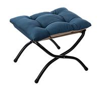 AbocoFur Tabouret pliable de 38,1 cm de haut, repose-pieds rembourré pour chaise paresseuse, petit ottoman pliable rembourré, cadre en métal, repose-pieds portable pour salon, chambre à coucher, bleu