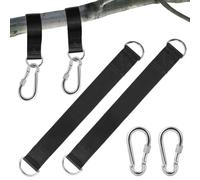 ABOHU 2 Pcs Sangle Hamac, Sangle balancoire Arbre avec 2 Mousquetons, Épaississement Double Couche, Fixation de balançoire pour Jardin Hamac Chaise Suspendue Exterieur