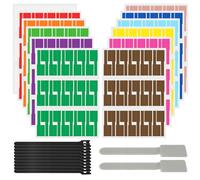 ABOHU Étiquettes de Câble, 360 Pièces Etiquette Cable Auto-adhésif Autocollant avec 12 Attaches de Câble, Étanche Résistant à la Déchirure, 12 Couleurs 12 Feuilles, pour Organiser et Identifier Câbles