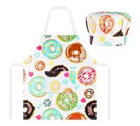 ABOHU Tablier de Cuisine Enfant avec Toque,Tablier de Cuisine Réglable avec Poches,Tablier Enfant Ecole Filles ou Garçons pour Cuisson Peinture Artisanat Jardinage