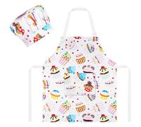 ABOHU Tablier de Cuisine Enfant avec Toque,Tablier de Cuisine Réglable avec Poches,Tablier Enfant Ecole Filles ou Garçons pour Cuisson Peinture Artisanat Jardinage