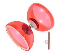 Aboiled Balle diabolo à triple roulement en caoutchouc souple avec double roue pour enfants - Kit de jeu en cristal TPU - Rouge