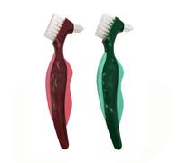 Aboiled Brosse à dents de qualité supérieure en 2 parties avec brosse à prothèse rigide, brosse de nettoyage, poils multicouches et brosse portable à double face pour prothèses