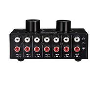 Aboiled Commutateur 6 entrées, 1 sortie, sélection du commutateur audio, commutateur de signal d'entrée audio avec réglage du volume et interrupteur manuel