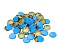 Aboiled Lot de 160 bouchons de bouteille de bière décoratifs en métal de 2,5 cm - Grande quantité - Pendentif aplati pour travaux de bricolage - Bleu ciel