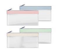 Aboiled Lot de 4 porte-monnaie avec fermeture éclair, enveloppes pour espèces, porte-monnaie, porte-monnaie, porte-monnaie, porte-monnaie, durable, facile à utiliser, 19,5 x 9,5 cm