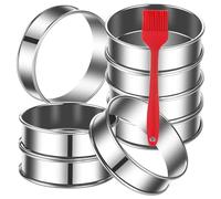 Aboiled Lot de 8 anneaux à muffins anglais de 10,2 cm en acier inoxydable - Anneaux à gâteau double roulés - Moules à pâtisserie pour pâtisseries - 10 x 2,5 cm