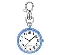 Aboiled Montre d'infirmière à quartz à clipser avec boucle à clé - Montre de poche portable pour infirmières et médecins - Bleu +