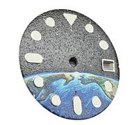 Aboiled Montre lumineuse verte avec motif étoilé et terre 28,5 mm pour cadran des mouvements NH35, NH36 et NH70