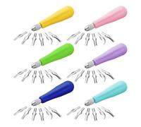 Aboiled Paquet de 6 Kits de Coupe-Linoléum Artisanaux, Assortiment D'Outils de Sculpture, Outils de Linogravure, Coupe-Bloc pour Impression en Bloc, Couleurs Assorties