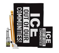 Abolish Ice Ice Out of Our Communities Kit de Drapeau avec mât à Suspendre au Mur pour la Maison, Le Balcon, Bandera pour Cadeaux mexicains SF NY LA MAGA Panneau de Soutien Poster de Protestation