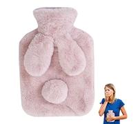Abonda Bouillotte en lapin, bouillotte recouverte polaire, chauffe-cou et mains en PVC, housse amovible et lavable en peluche douce
