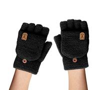 Abonda Mitaines pour enfants, gants d'hiver en tricot extensible convertibles, mitaines demi-doigts pour 2 à 15 ans