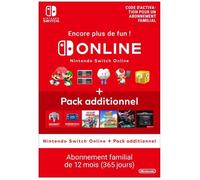 Abonnement Familial de 12 mois au service Nintendo Switch Online + Pack Additionnel | Code d'activation pour Nintendo Switch