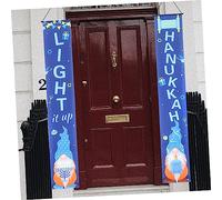 ABOOFAN 1 Paire Couplet hanoukka Ornement Suspendu de Porche de Hanukkah Signe de Bienvenue de Happy hanouka Guirlande hanouka Dessin animé La bannière Porte extérieure