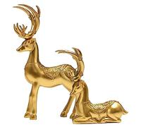 ABOOFAN 1 Paire Ornement De Cerf Doré Renne Dor Décor De Rennes Dorés Décoration De Noël De Cerf Dor Figurines De Cerfs en Couple Doré Statue De Cerf Facile Résine Cerf De Noël 3D